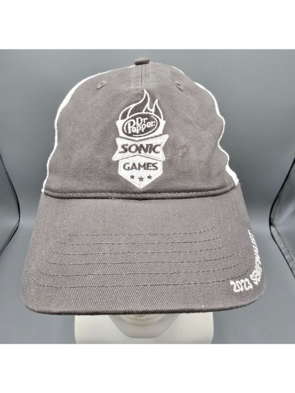 Dr Pepper Sonic Games 2023 Semifinalist Gray and White Mesh Back Dad Hat *Flaw - Picture 2 of 13
